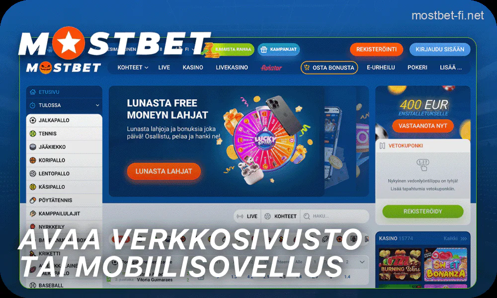 Siirry Mostbet verkkosivustolle