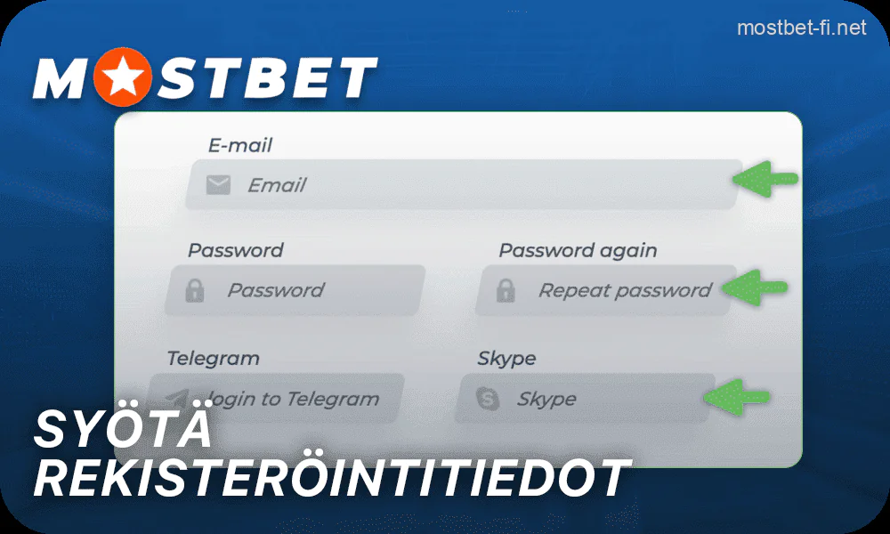 Syötä Mostbet-kumppanuusohjelmaan rekisteröitymiseen tarvittavat tiedot