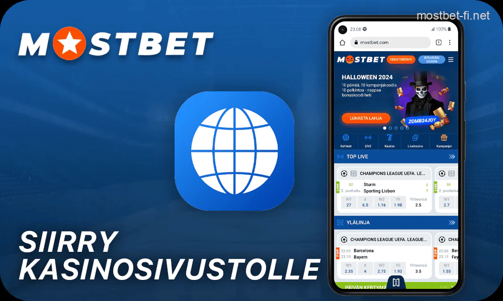 Avaa Mostbet-kasinosivusto laitteellasi