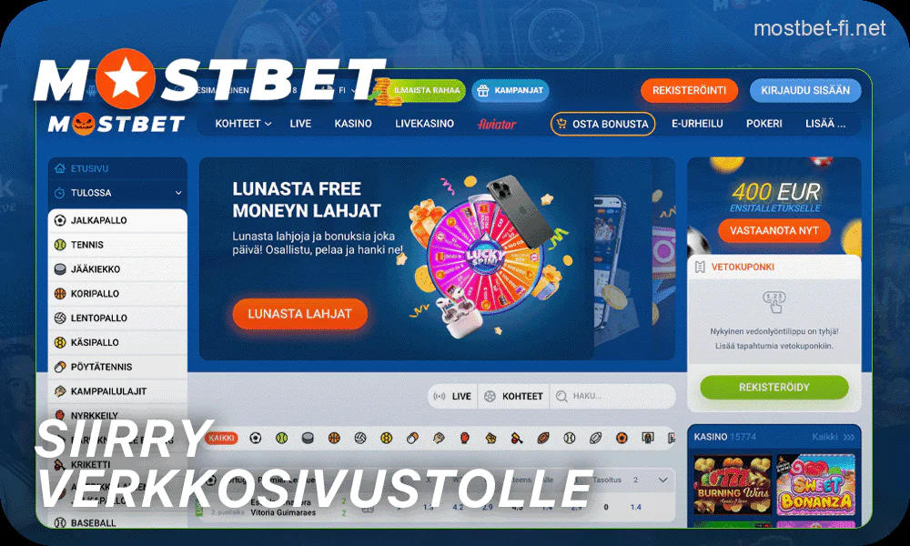 Avaa Mostbet-sivusto laitteellasi