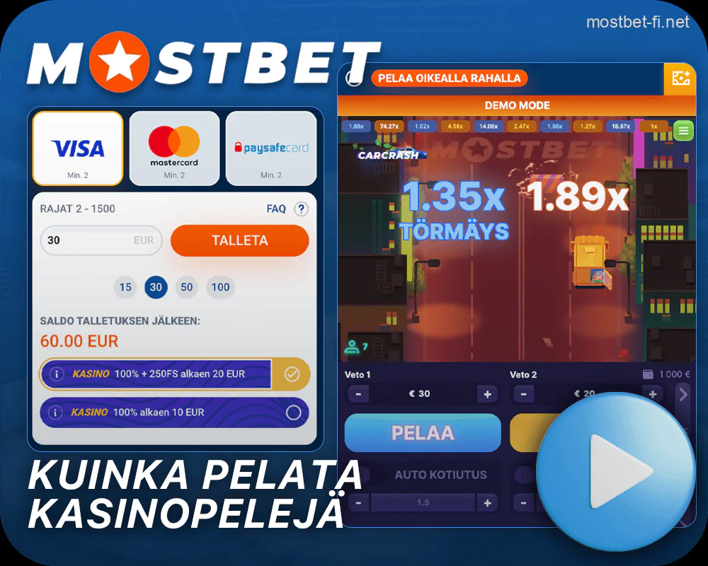 Ohjeet pelaamiseen Mostbet-kasinolla