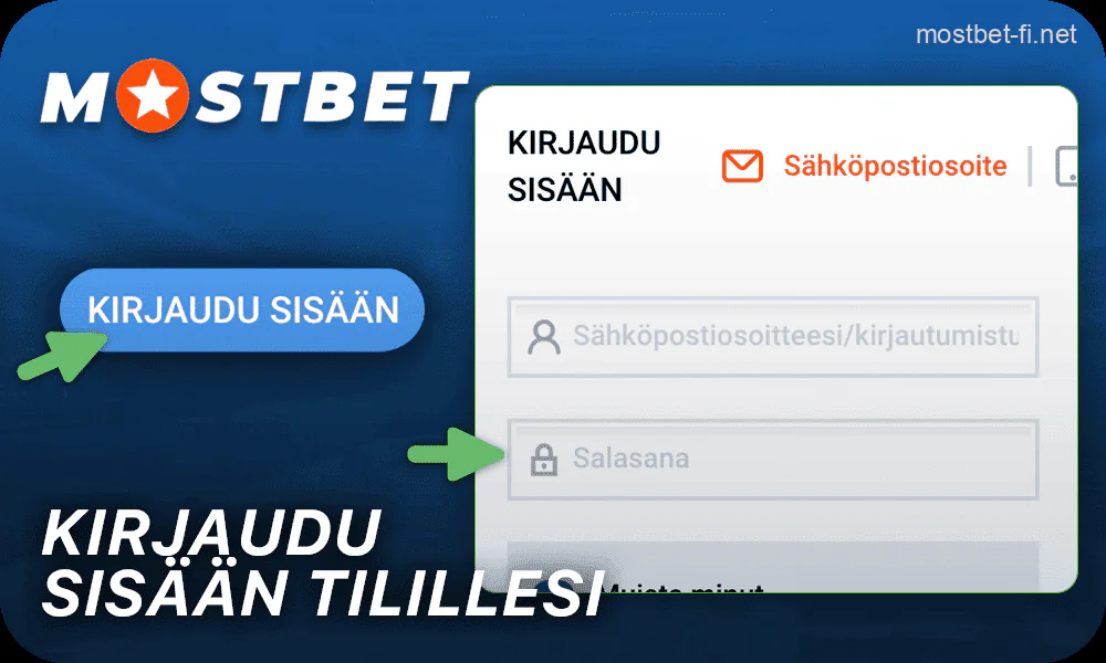 Kirjaudu sisään henkilökohtaiseen profiiliisi Mostbet-kasinosivustolla