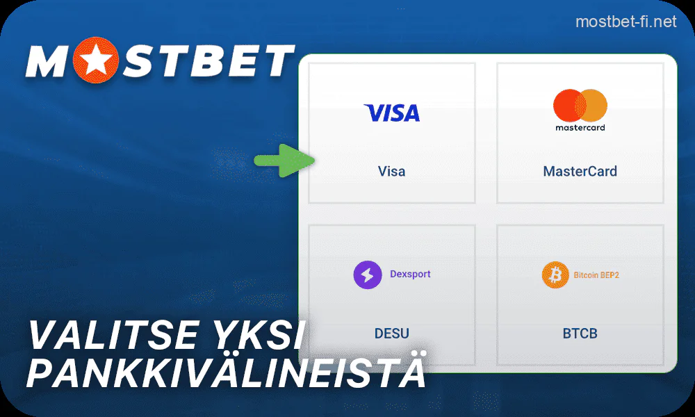 Valitse yksi Mostbet kotiutusmenetelmistä