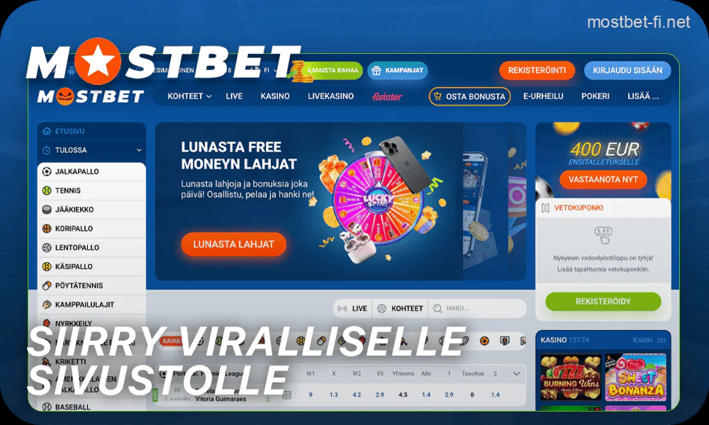 Siirry Mostbet viralliselle verkkosivustolle