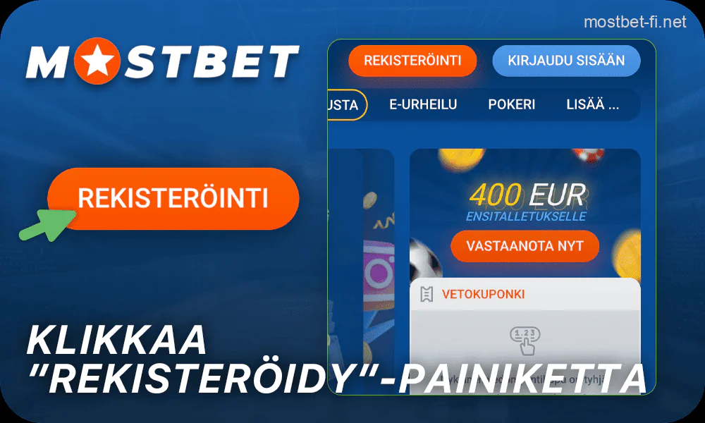 Luo uusi profiili Mostbet