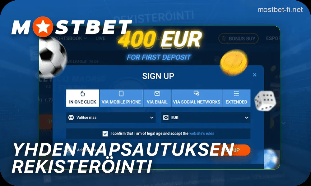 Nopea yhden napsautuksen pelaajarekisteröinti Mostbet