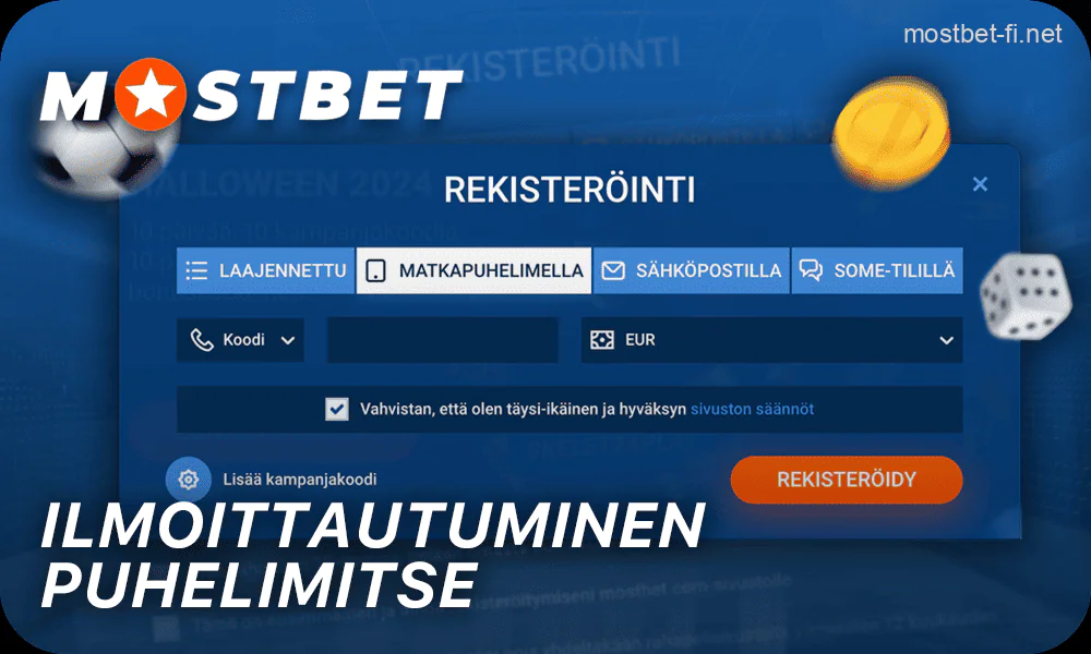 Pelaajien rekisteröinti Mostbet puhelimitse